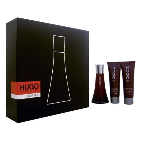 hugo deep red gift set.